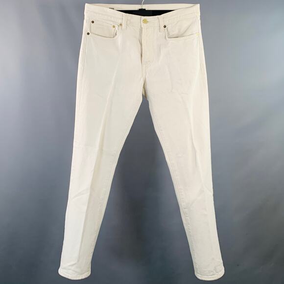 SID MASHBURN Size 32 Cream Twill Cotton Slim Tapered Button Fly Jeans - Picture 1 of 6